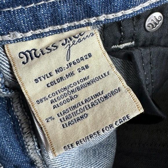 Miss Me Jeans Womens 27 Blue Bootcut Embroidered Stars Stripe Pockets Rhinestone - Picture 8 of 16